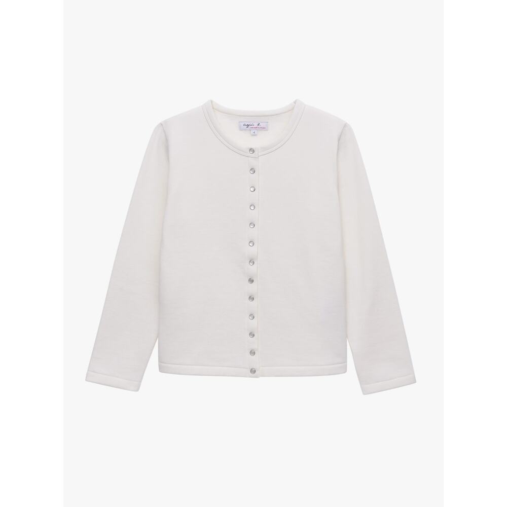 Agnes B. White Button-Up Cardigan